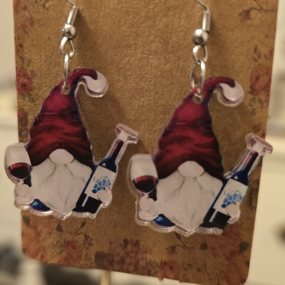Festive Gnome Earrings - Red and White - Picture 3 of 4